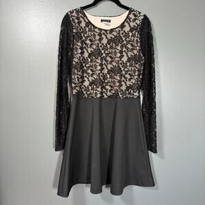 Venus Women's Y2K Lace Top Long Sleeve Skater Dress - Size Medium - Whimsygoth